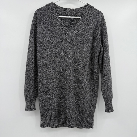 Athleta Sweater Women Medium Heather Black Vital Wool Cashmere VNeck Long Sleeve - Picture 1 of 13